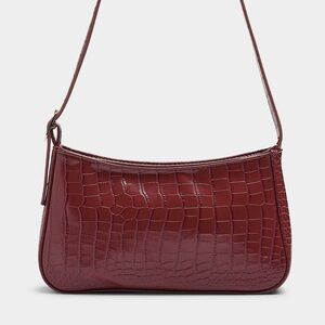 Burgundy croc baguette bag NWOT
